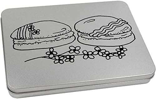Метална Лидице кутия за канцеларски материали Azeeda Decorated Macaroons на панти / Кутия за съхранение (TT00192715)