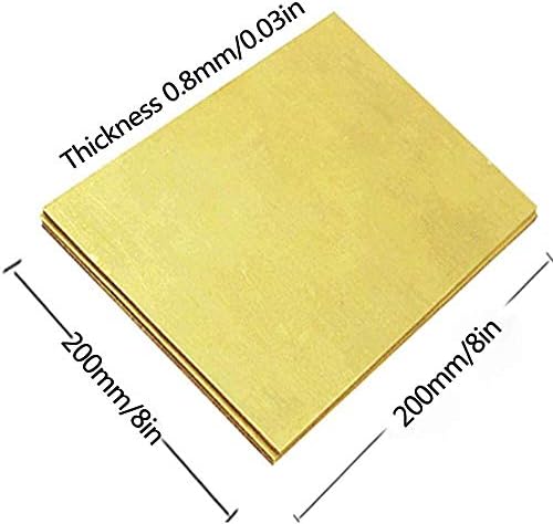 Месинг лист YIWANGO 200x200 мм, мед метален лист, Месинг метал, широко използван при разработката на продукти, обработка на