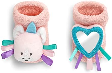Комплект детски чорапи DEMDACO Unicorn 3-6 месеца с розово и тюркоазено м и зеркальцем