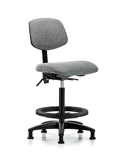 Стол за сядане LabTech LT41845 Плат С Висока Облегалка, Найлон Основа, Черен Пръстен за краката, Фишове, Сив