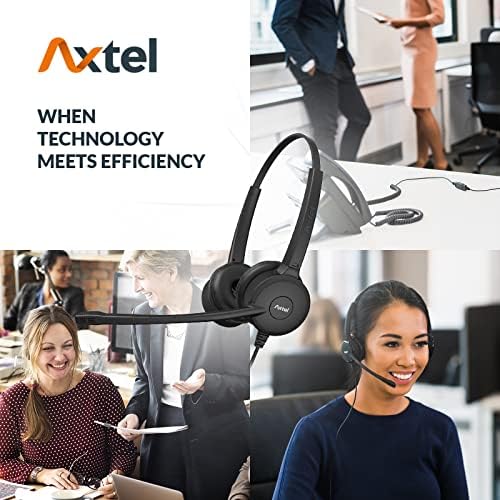 Комплект професионални слушалки Axtel Prime Duo с кабел AXC-03 | Шумопотискане - Съвместими с IP телефони серии на Yealink T2,