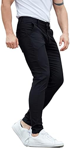 Мъжки панталони-Чиносы ALLELMS Slim Fit Stretch С плоска Предна част, Стегнати Панталони, рокли