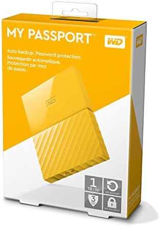 Преносим външен твърд диск WD My Passport жълт цвят обем 1 TB USB 3.0 - WDBYNN0010BYL-WESN