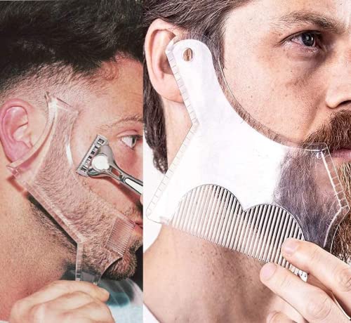 Шаблон за даване на форма на мъжка брада от 2 теми, Ръководство Шейпър брадата с Вграден гребен, Ламинирано Бръснене
