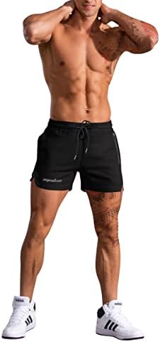 Мъжки Спортни къси Панталони MAIKANONG за Фитнес Памучни Спортни Шорти за Бягане с Джобове с цип