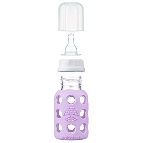 Стъклена детска бутилка Lifefactory обем 4 грама, не съдържат Бисфенол А, със Защитен Силиконов ръкав и Соской Stage 1,