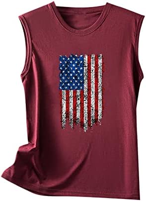 Върховете на Бретелях за жени, Ризи без ръкави, с кръгло Деколте, Сладки Тениски с Изображение на Деня на Независимостта на