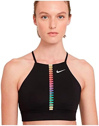 Спортен сутиен Nike Women ' s Rainbow Ladder Light Support Indy, Черен, Голям размер