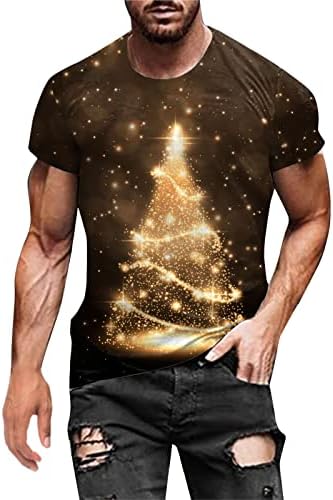 ZDDO Коледни мъжки тениски, Солдатские Блузи с къс ръкав, 3D Коледен принт под формата на Снежинки и Дърво, вечерни графични