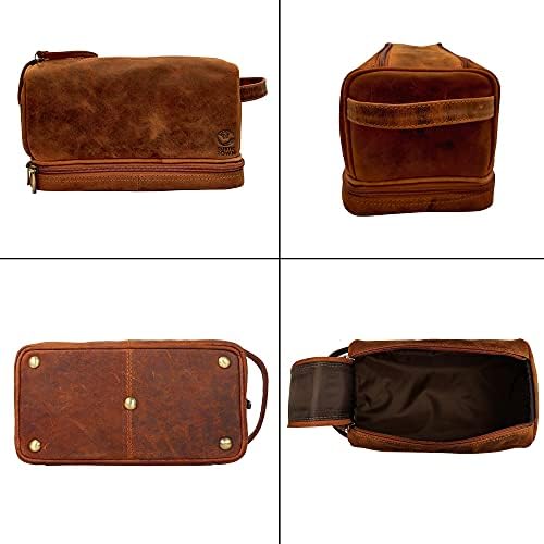 Комбинирана чанта за Тоалетни принадлежности от естествена кожа RUSTIC TOWN с цип - най-Добрите Мъжки Пътни
