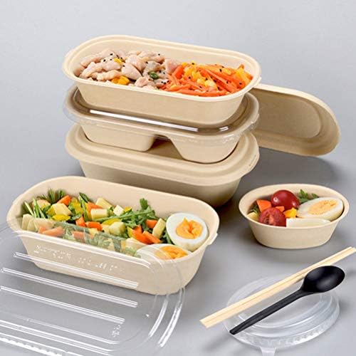 Контейнер за Салата Hemoton Bento Пластмасов Контейнер За храна За Вкъщи Еднократна Кутия за готвене 650 МЛ Кутия За