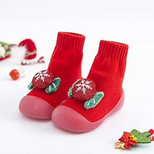 Коледни Чорапи за новородени Момчета и момичета с Мультяшными Уши, Нескользящие детски Шагающие обувки, Черни Модел обувки