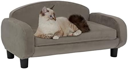 Модерен диван за домашни любимци Paws & Purrs Ширина 31,5 инча с ниска облегалка Подвижна Наматрасником цвят еспресо/Ясен