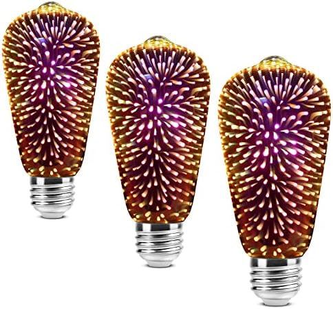 Крушки за фойерверки Hizashi, Електрическа led лампа ST19 с ефект 3D-фойерверки, Декоративно led лампи, Лампа E26 ST19