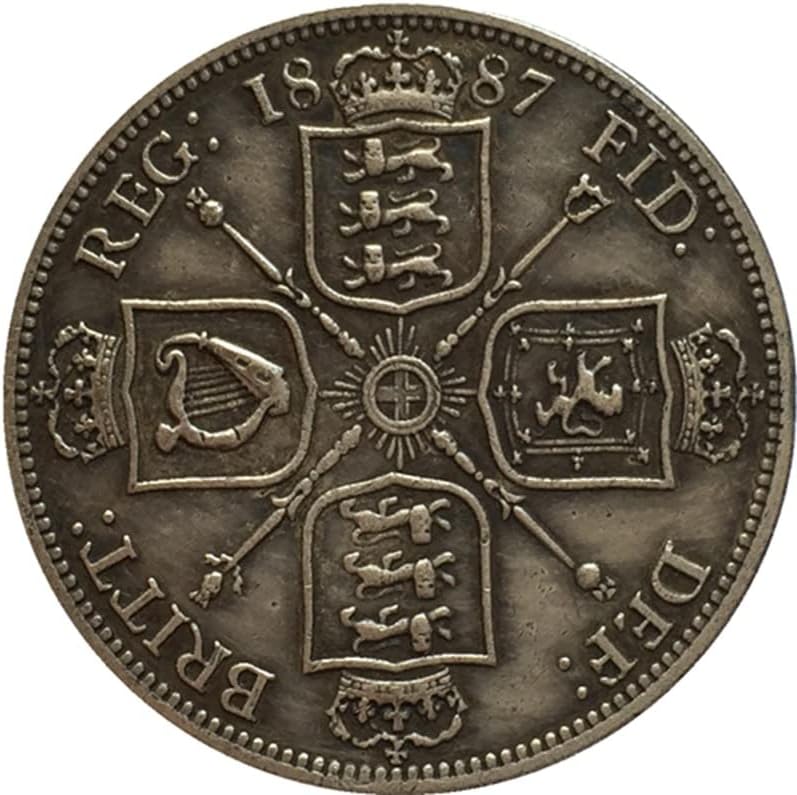 6 Различни Дати Британски Викториански Монети от Сребро, Покрити със Сребро, Стари Сребърни Долара на монети