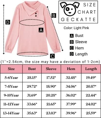 Тениска Geckatte с дълги ръкави За момичета, Туника с качулка и Копчета, Блузи, Всекидневни, Детски Пуловер,