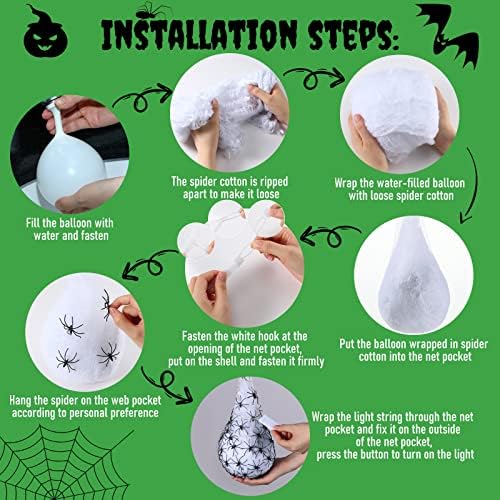 6 Опаковки Реалистични Торби с яйца-паяци, Ужасно Големи Украса за Хелоуин в помещението, 3 режима на осветление, 31,5