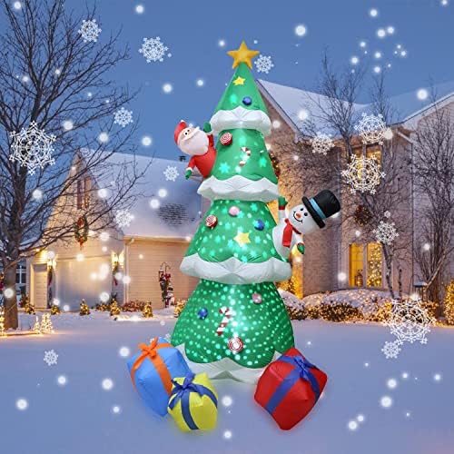 Коледна Надуваема Елха Коледна украса - 8 ФУТА Надуваеми изделия Коледно Дърво Led Светлини с Подарък една кутия на Дядо