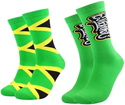 Мъжки Модел Чорапи 2 Опаковки Цветни Памучни Модни Чорапи с Флага на Ямайка Rasta Реге Карибски на Екипажа За Възрастни