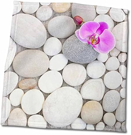 Триизмерна снимка на Цвете орхидея На Сиви камъчета - Кърпи (twl-274715-3)