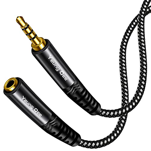 Удлинительный кабел за слушалки Йънг Qee 1 фут, 4 полюсная Найлон плитка 3,5 мм TRRS от мъжа към Жената, Стерео Аудио
