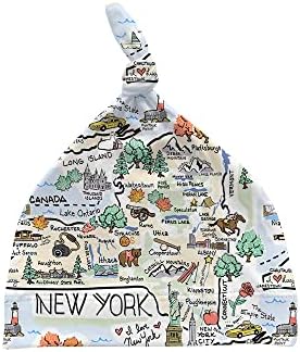 Детска шапчица с възел Fish Kiss® Карта на Ню Йорк. 0-6 месеца. Произведено в САЩ. Детски подарък от Ню Йорк, направена