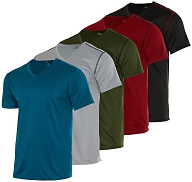 5 Опаковки: Мъжки Окото тениска с V-образно деколте, впитывающая влагата Active Атлетик Performance с къс ръкав