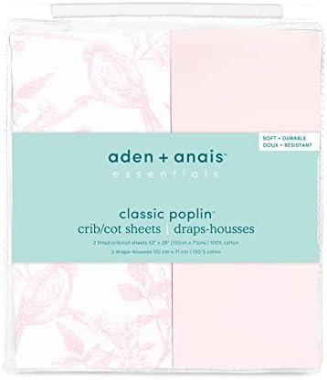 Класически Кърпи за легла от поплин aden + anais Essentials, Чаршаф Хипита от памук, Стандартен матрак цилиндър