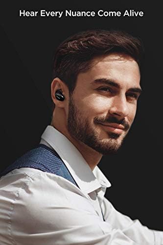 1 ПО-Стилни настоящите безжични слушалки, Bluetooth 5.0, 24-часово възпроизвеждане на стерео слушалки-втулки с зарядно калъф, вграден микрофон, Алтернативен режим на сдвоя