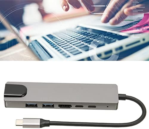 Многопортовый USB адаптер C Hub, 6 в 1 USBC-концентратор с блок захранване 87 W, 4K, HDMI, Ethernet порт за пренос на