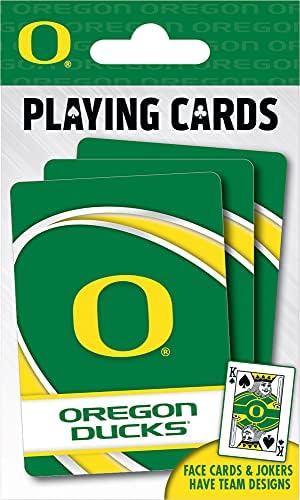 Семейни игри MasterPieces - NCAA Oregon Ducks Playing Cards - Официално лицензирана тесте карти за игра за възрастни, деца