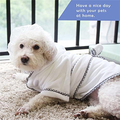 GSPORTFIS Халат за домашни кучета, Супер Впитывающая Бързосъхнеща яке за Къпане на Кучета с Колан за Кучета, Пижами за Кученца, Дрехи за Сън (Цвят: бял, Размер: S код)