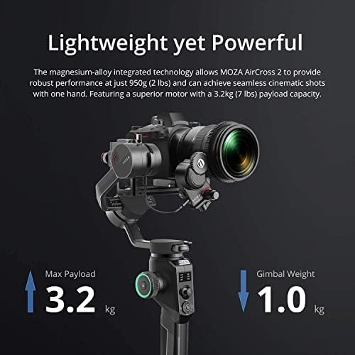 Moza Aircross 2 - Ultralight 3-Аксиален електронен Кардан стабилизатор за беззеркальных камери (Максимален полезен товар (3,2