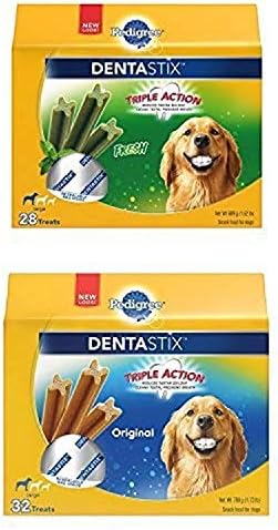 Големи екстри Родословие Dentastix За кучета, (2) на опаковки с тегло 3,24 паунда (60 деликатеси)