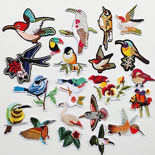 Chenkou Craft 20 броя Случайни Бродирани птици Асорти Повърхност или Пришитых Бродирани Ивици С Мотив Апликация