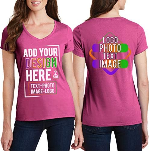 Женствена Тениска с V Образно деколте по Поръчка Създайте свой Собствен Дизайн Добавете Снимка Снимка Двупосочен Текст