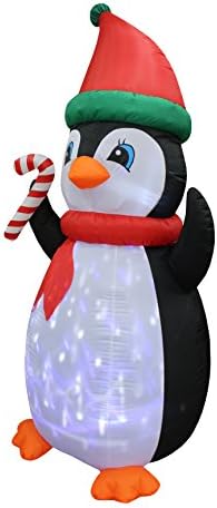 Коледен Надуваем Пингвин с височина 7 метра, с Блещукащите Светлини, Интериор за празници на Открито, Надуваем Коледна декорация за Двор с led Подсветка, Гигантски На