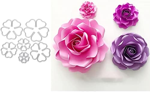 хинана 6шт 3D Рози Цвете Метални Печати, Цветя, Листа Сватбени Шаблони за Рязане на Шаблони за DIY Scrapbooking Снимка Декоративни