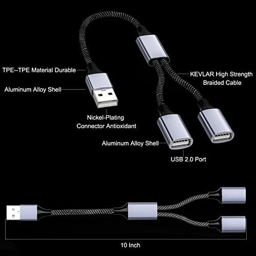 Сплитер USB кабел Jasput, Конектори USB-удължител от 1 мъже 2 жени, Многопортовый Hub USB-удължител, Зарядно