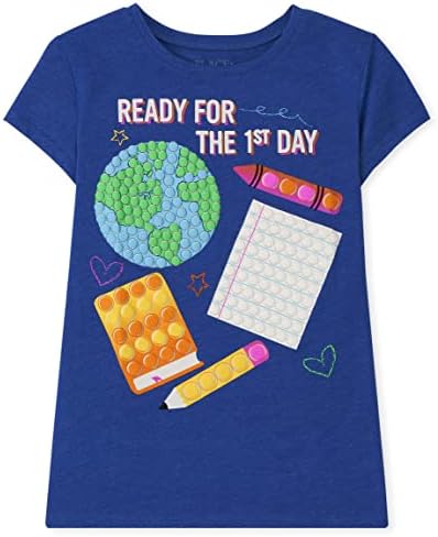 Тениска с графичен дизайн за момичета The Children ' s Place с къс ръкав