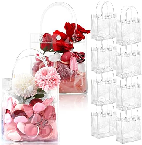 50 Броя Прозрачни пластмасови кошници от опаковки от пластмаса с Дръжки, Прозрачни Подаръчни пакети за Многократна употреба