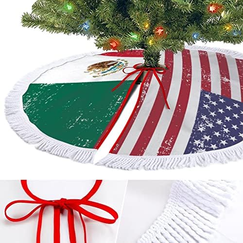 Американското Знаме на Мексико Коледно Дърво Мат Пола Дърво Базовата Кутията с Пискюли за Празнични Партита, Коледни