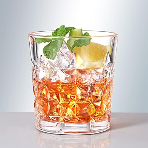 Комплект Чаши за уиски ANBFF от Кристал на 2,11 унция, Чаши за пиене премиум-клас с 2 бр. щанд от орехово дърво