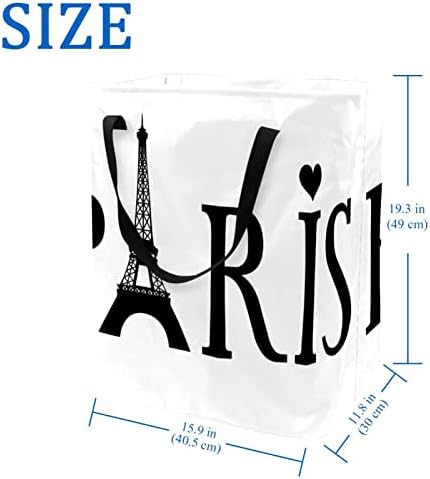 DJROW кош за бельо Париж Графика Айфеловата Кула Голямата Голям Сгъваема Кошница за Дрехи с Дръжки Чекмедже За Съхранение