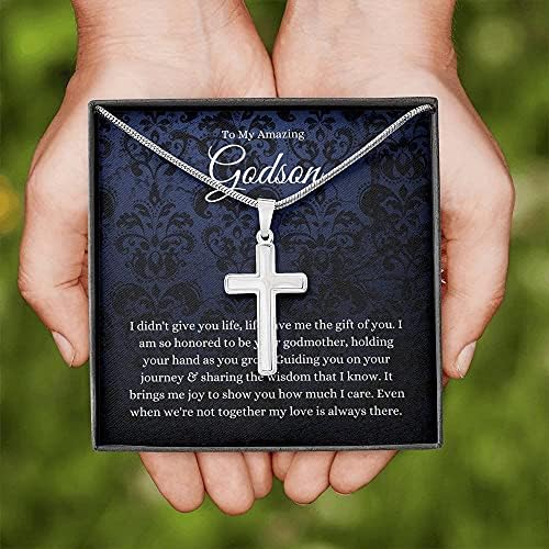 Бижута с пощенска картичка-Послание, Колие Ръчна изработка - Персонализиран Подарък Кръст, Подаръци Крестной Майката