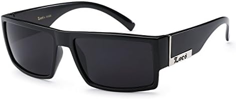 Locs Мъжки Гангстерские Слънчеви Очила с плосък връх в Черно-Сребристи рамки 91026 (Черно), 5,5 ш x 1,75 в