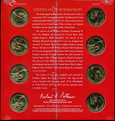 2013 P &D Президентския комплект от 8 монети, деноминирани 1 диамант без количество - Всички БУ с сатинировкой