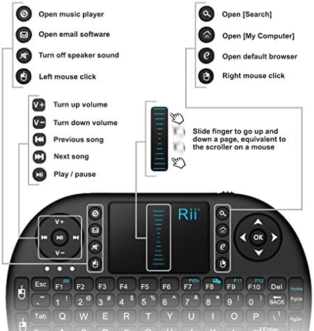 Безжична клавиатура със сензорен панел Rii 10038-ZNP i8 Mini 2,4 Ghz за PC /Pad/ Xbox 360 / PS3/ Google Android TV