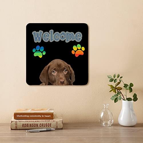 Забавно Куче-Метална Лидице Табела с Надпис: Добре Дошли, Куче и Отпечатъци от Лапи, Ретро-Знак на Поздрав за домашни