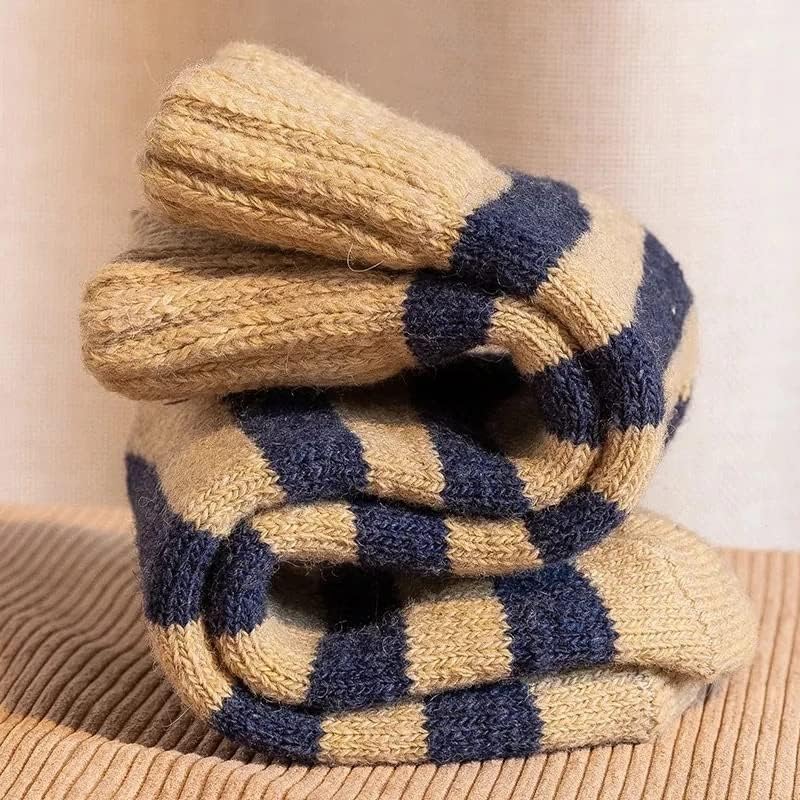 MFCHY Мъжки чорапи Супер Дебели Зимни топли вълнени чорапи за защита от студ Шарени Чорапи Супер Дебели Вълнени чорапи със